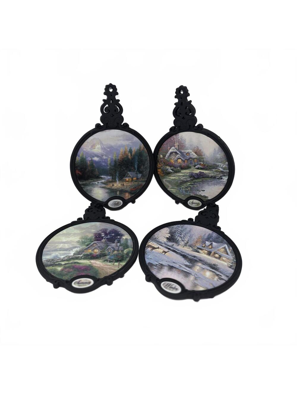 Thomas Kinkade Plates Four Seasons Set Trivets Cottage Decor Wall Art 2003